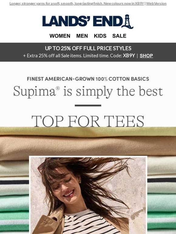 Finest Supima Cotton tops the lot!