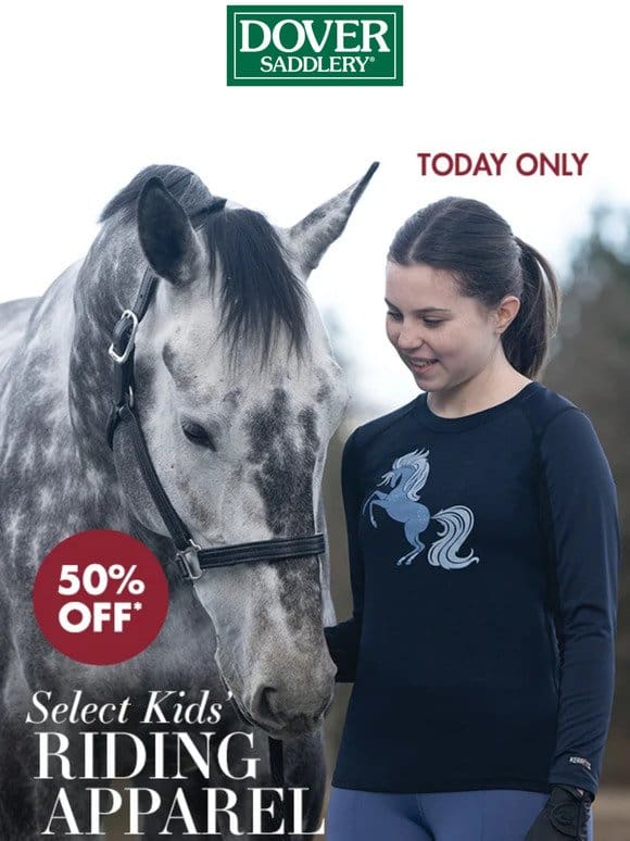 Flash Sale – 50% Off Select Kid’s Riding Apparel