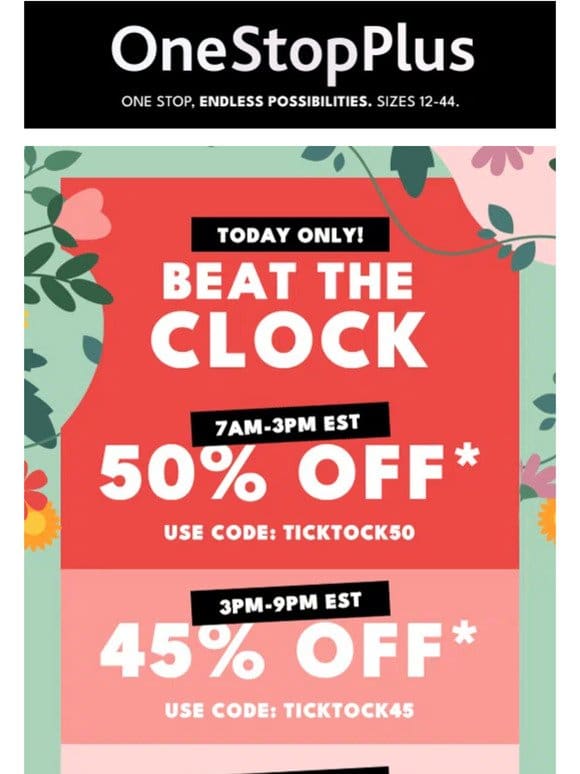 Friend， it’s finally here!!!!! 50% OFF until 3 p.m.