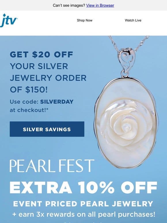 Get $20 off your silver jewelry purchase!