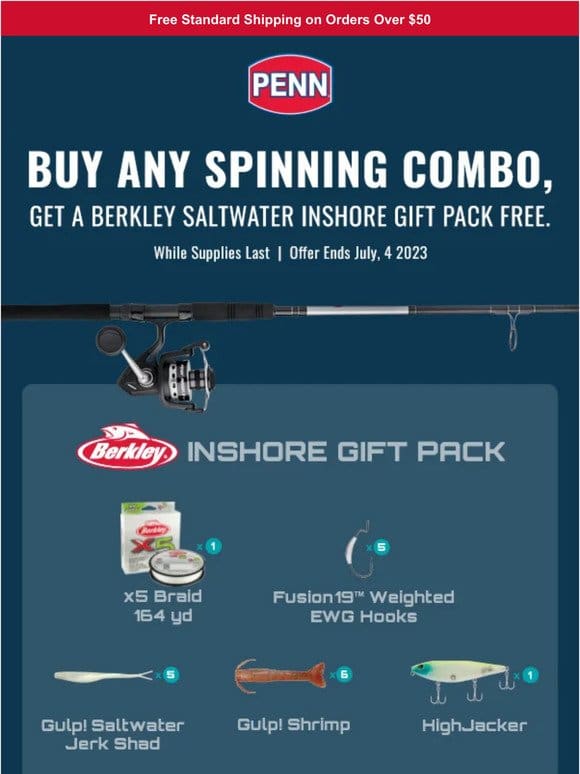 Get A Free Inshore Gift Pack With Any Spinning Rod Combo!