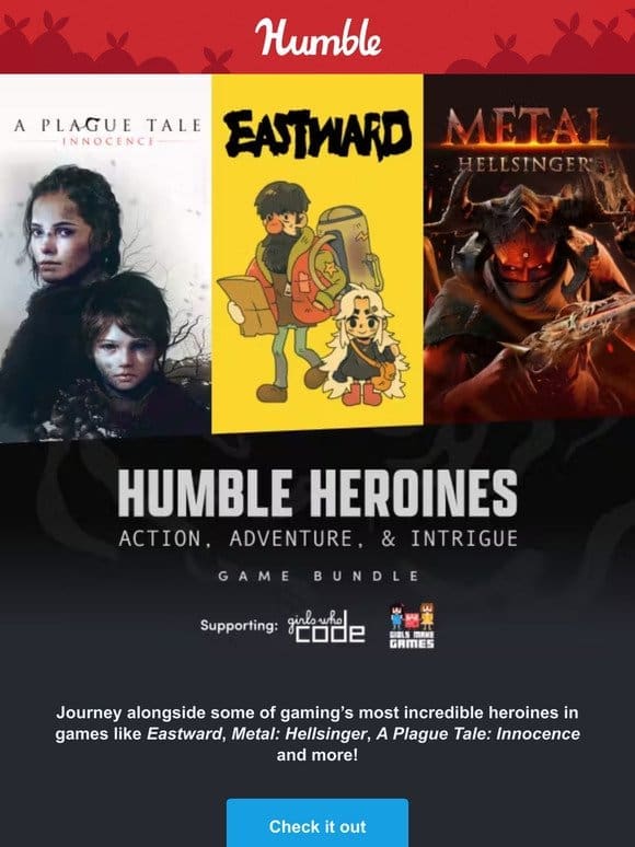 Get Eastward， Metal Hellsinger & more great games in the Humble Heroines Bundle!