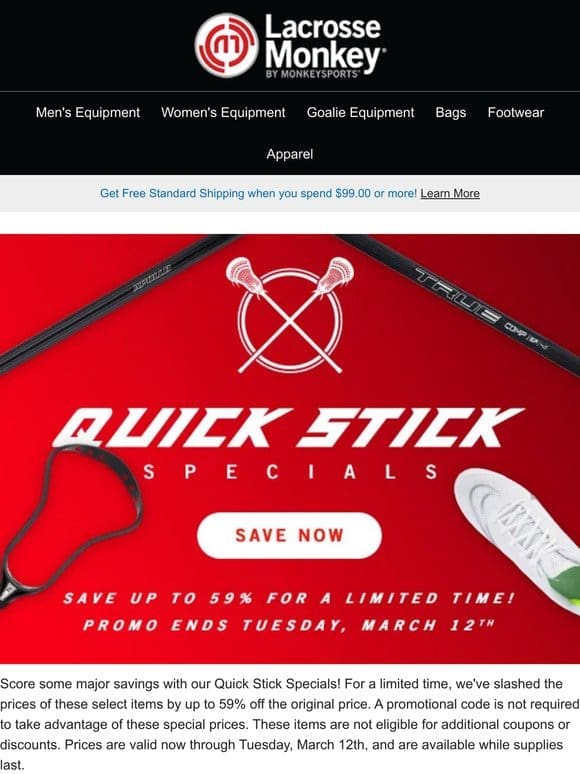Get Your Game On! Up to 59% Off Select Items at LacrosseMonkey