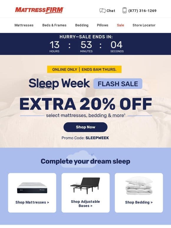Get your zzz’s on with an extra 20% off—online only