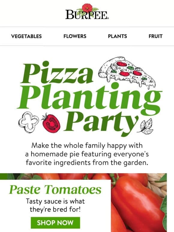 Grow pizza ingredients