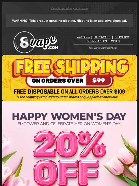 Happy Women’s Day – Take 20% Off Everything Today!