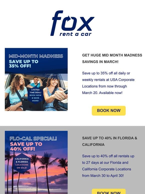 Hey there， Get March， April， and May Savings on Car Rentals