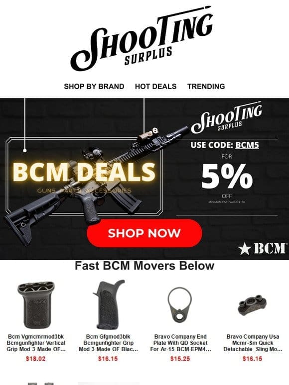 Hot BCM Deals – Grips， Stocks， Rails， & BCG