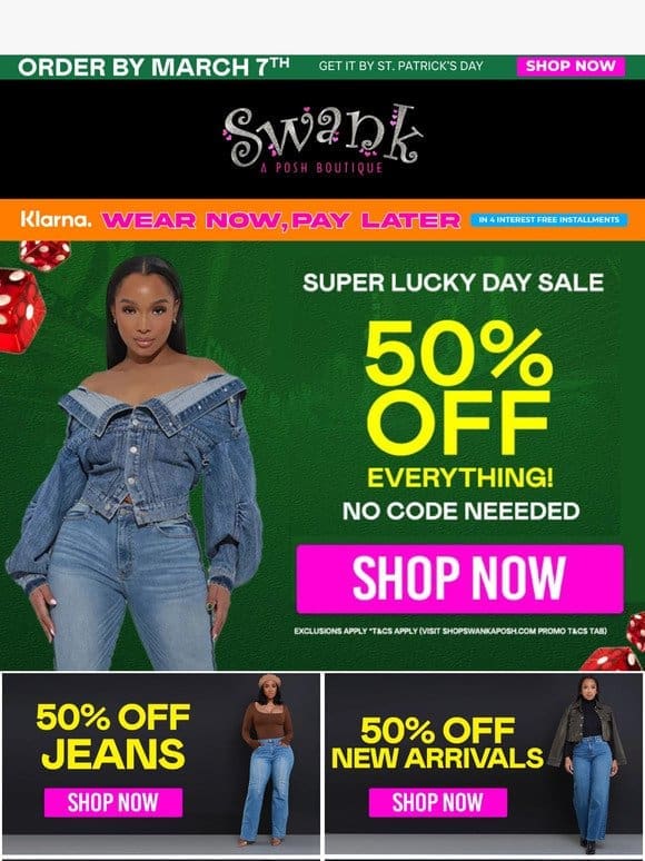 IT’S 50% OFF EVERYTHING!!!