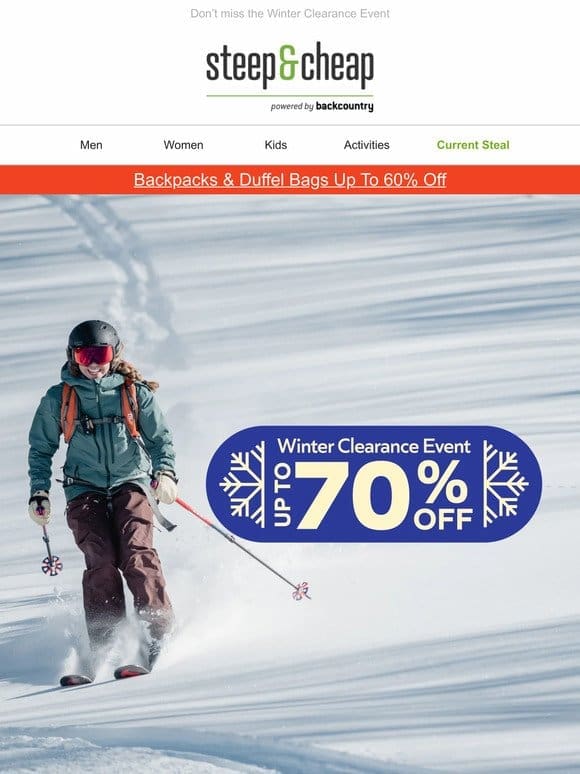 In-season winter gear up to 70% off