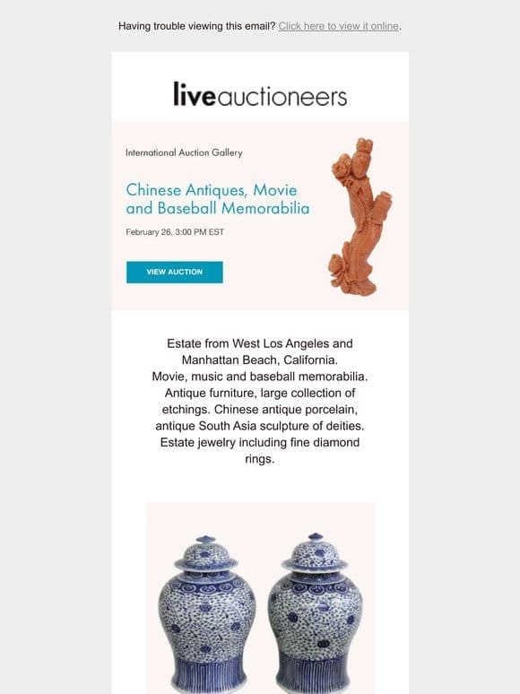 International Auction Gallery | Chinese Antiques， Movie and Baseball Memorabilia