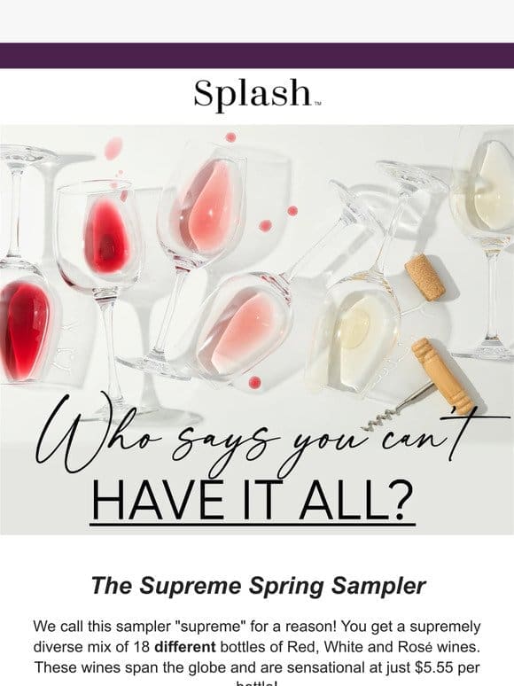 JUST $5.55 Per Bottle: The Supreme Spring Sampler!