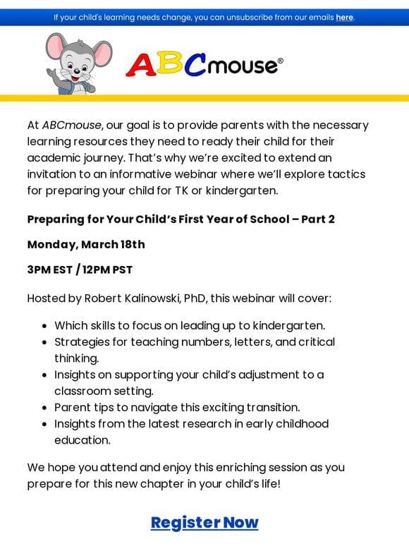 Join Our Kindergarten Prep Webinar with Dr. Kalinowski!