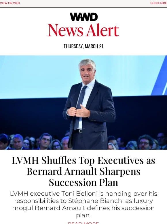 LVMH Shuffles Top Executives as Bernard Arnault Sharpens Succession Plan