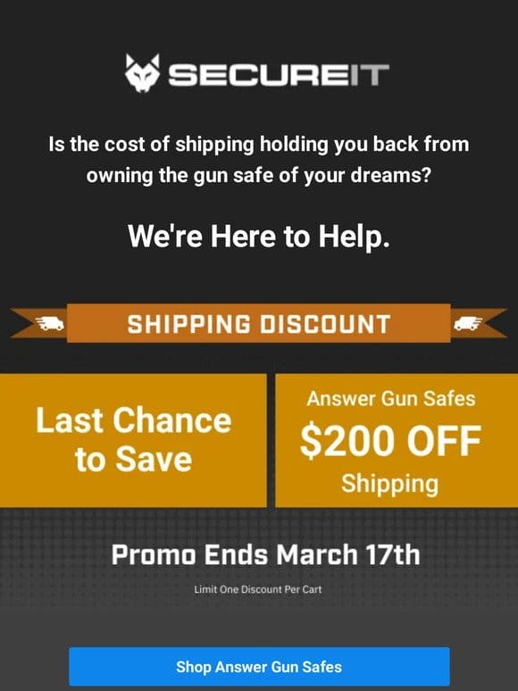 Last Chance For Reduced Shipping