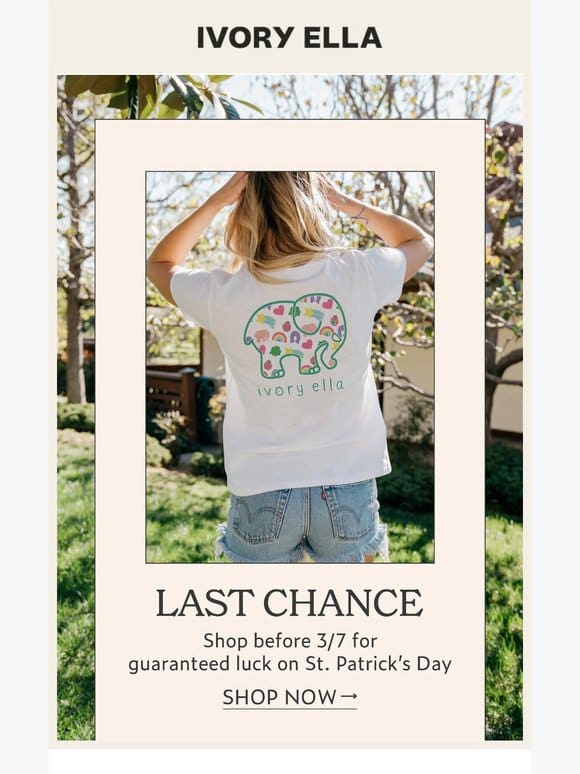 Last Chance to Guarantee Your Lucky Tees Arrive Before St. Patrick’s Day! Shop Now!