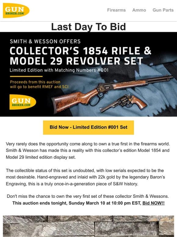 Last Day to Bid: #001 of 100 Limited Edition Smith & Wesson 1854 Lever Action Rifle & Revolver Set