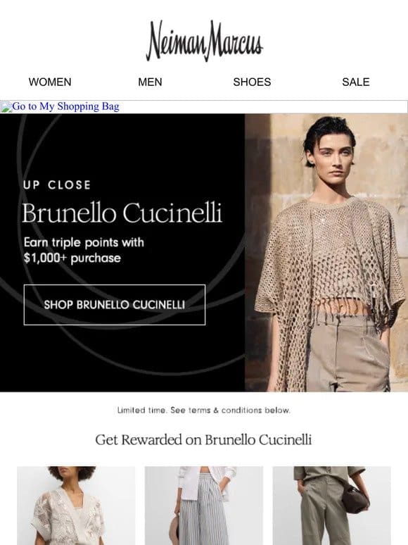 Last chance to get 3x points on Brunello Cucinelli