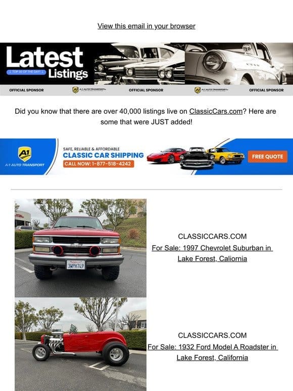 Live and ready to go from ClassicCars.com!