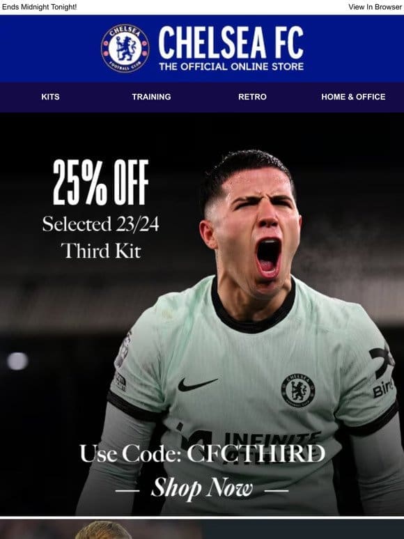 MATCHDAY OFFER | 25% Off Selected Third Kit