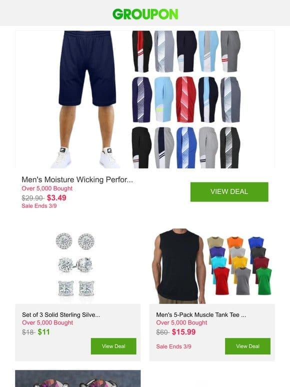 Men’s Moisture Wicking Performance Active Mesh Shorts (Sizes， S-2XL) and More