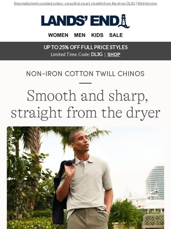 Men’s Non-Iron Chinos: Leap Day price £35