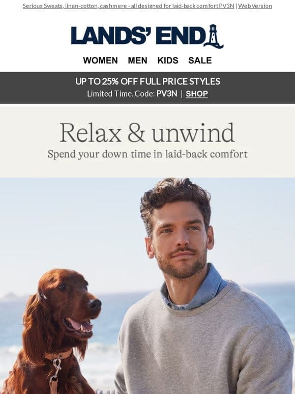 Men’s relaxed range: down time dressing