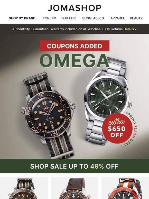 NEW OMEGA DEALS   Extra $600 Off!