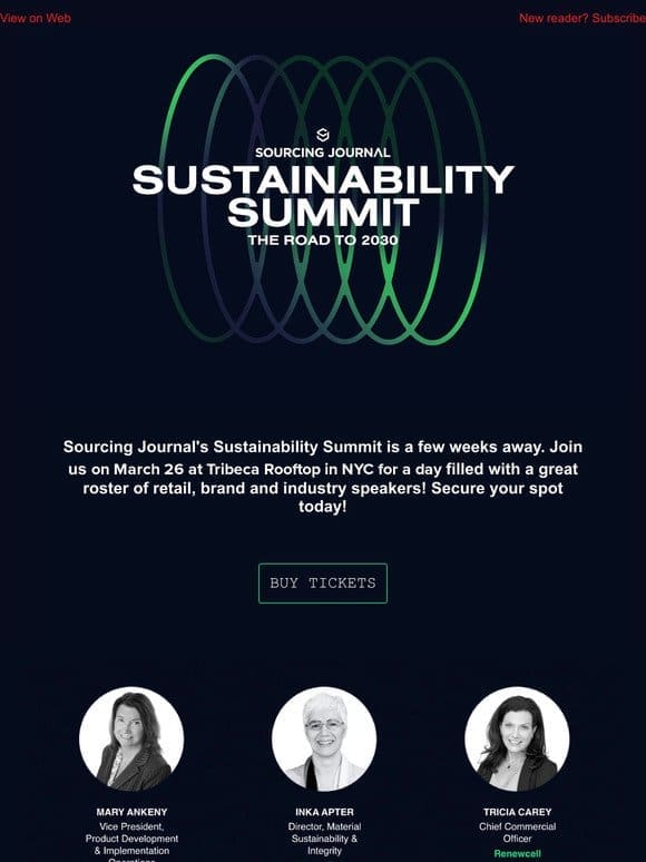 NEW SPEAKERS ADDED: Hear from Renewcell， Under Armour and more at SJ’s Sustainability Summit