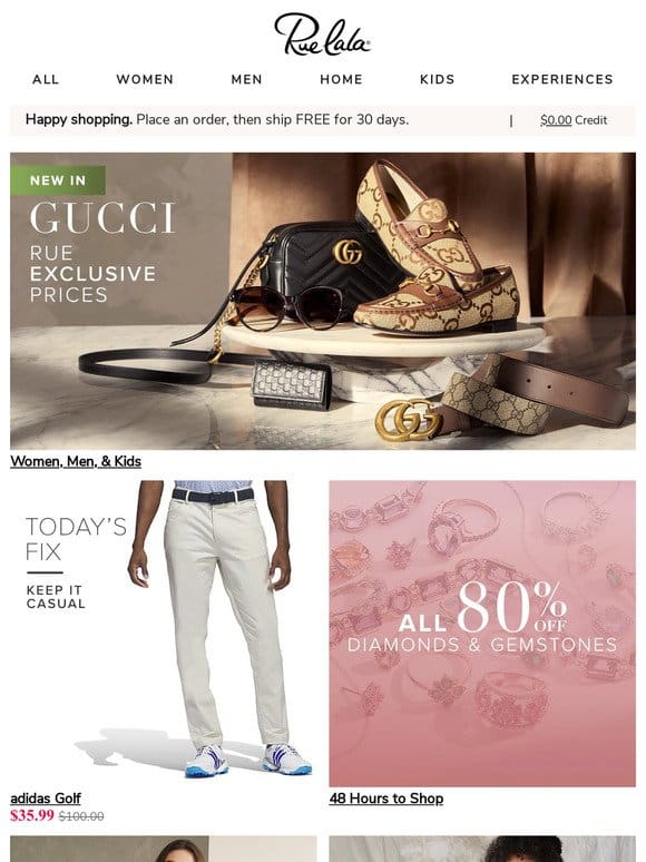 New Gucci at Exclusive Prices • All 80% Off Diamonds & Gemstones for 48 Hours