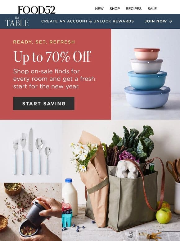 New year， big savings: Up to 70% off favorites.