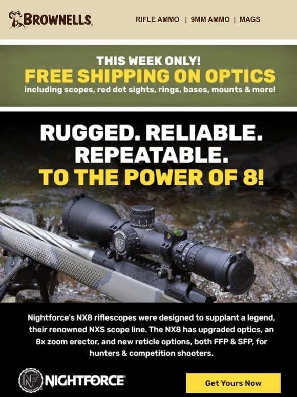 Nightforce NX8 riflescopes