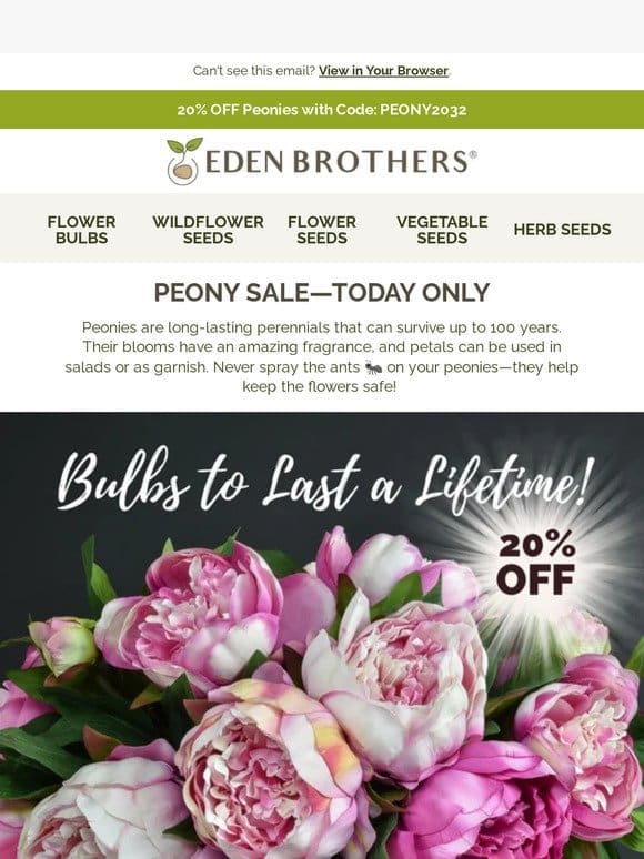 One-Day Peony Sale – 20% OFF