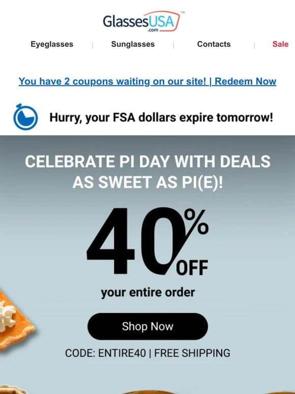 Pi Day Sale   Sweet deals on glasses inside!