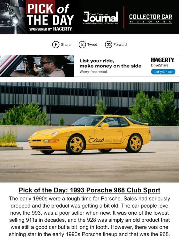 Pick of the Day: 1993 Porsche 968 Club Sport