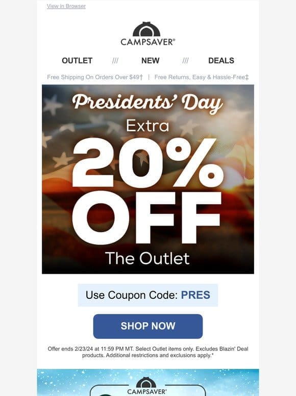 Presidents’ Day Outlet Sale!