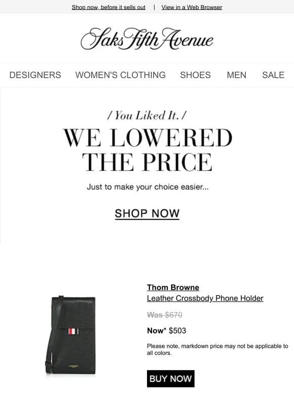 Price Drop Alert! Buy your Thom Browne item & more now…