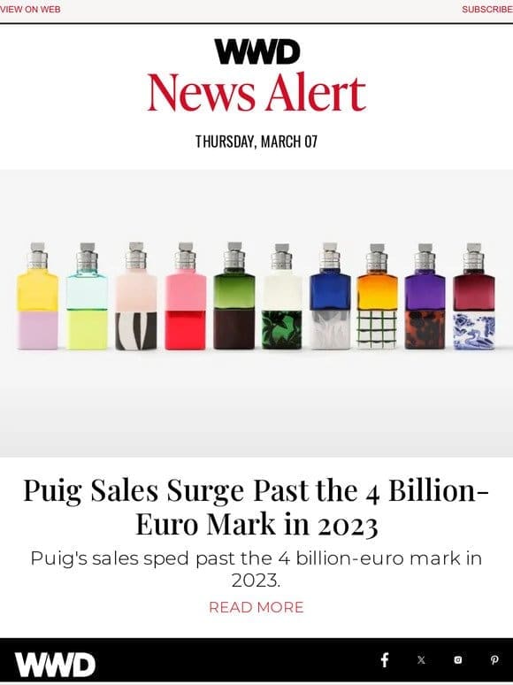 Puig Sales Surge Past the 4 Billion-Euro Mark in 2023