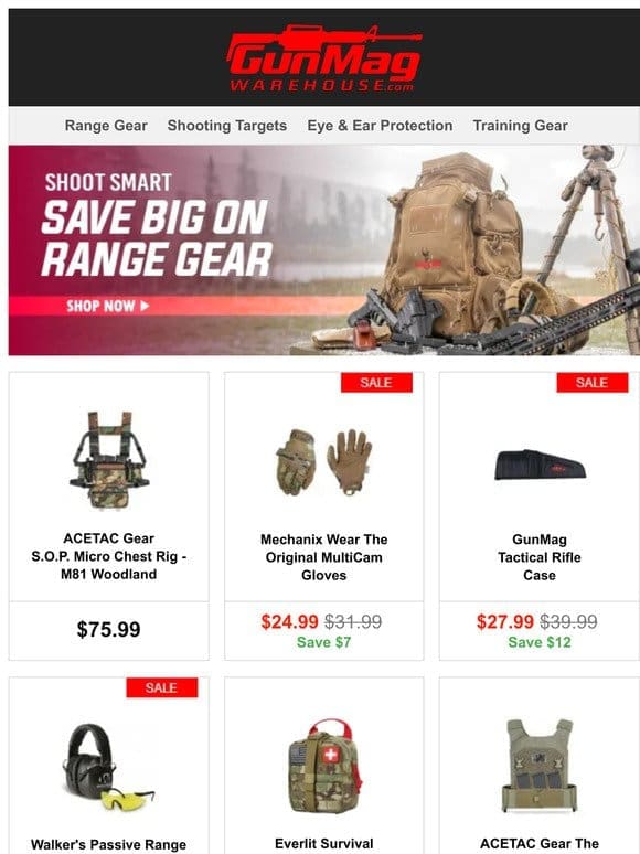 Range Supplies Just For You | ACETAC Gear S.O.P M81 Woodland Micro Chest Rig for $76