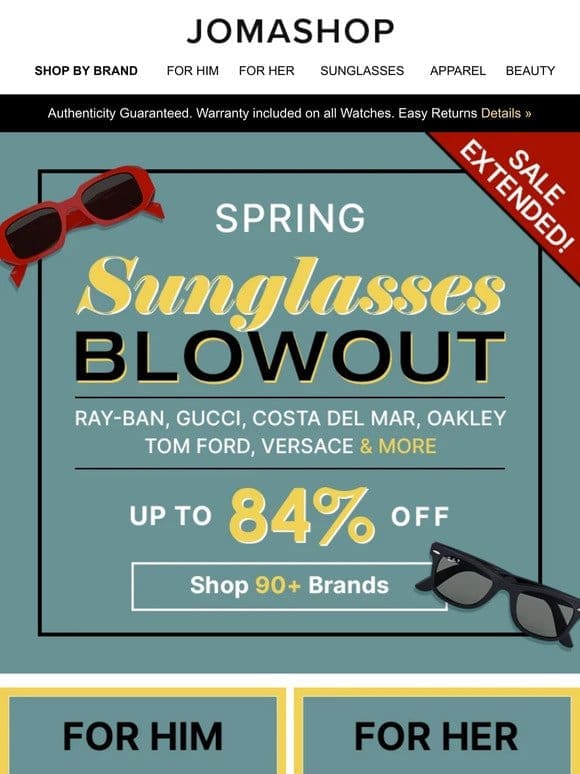 SALE EXTENDED   Sunglasses Blowout (Up To 84% OFF)