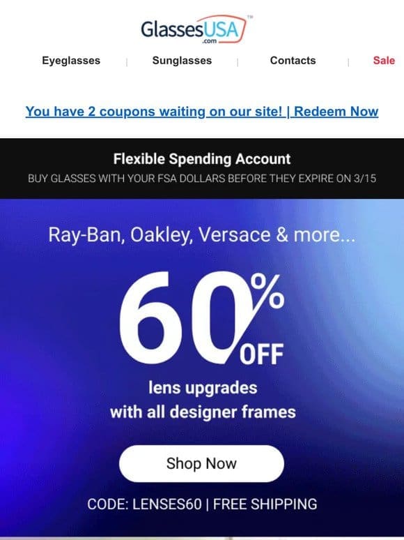 SALE   Ray-Ban， Oakley & designer brands for less!