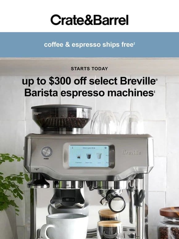 STARTS NOW | Up to $300 off top Breville espresso machines