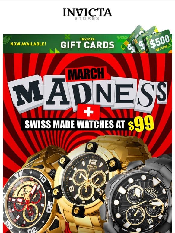 SWISS MADE WATCHES At $99❗️ It’s MARCH MADNESS