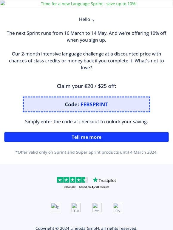 Save 10% on the next Sprint