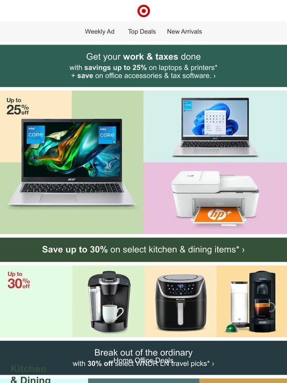 Save up to 25% on home office essentials + save on tax software.