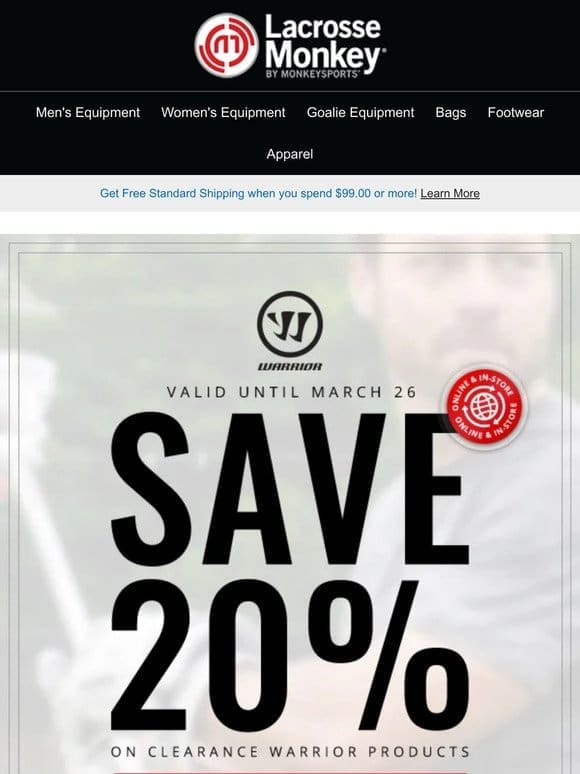 Score Big Savings! 20% Off Clearance Warrior Lacrosse Gear  ️