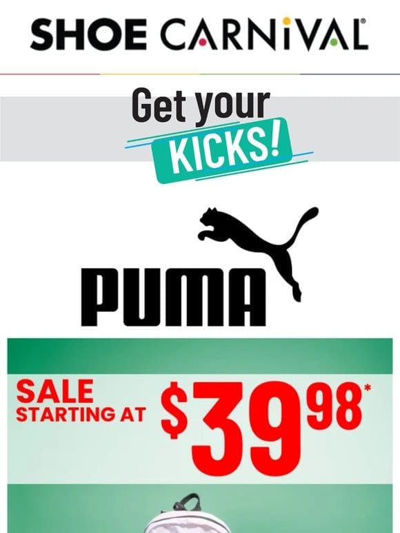 Score Puma from $39.98 for a limited time!​