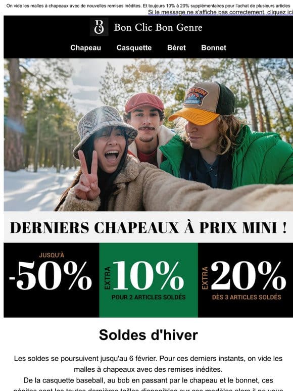 Soldes : Derniers Chapeaux à prix Mini !