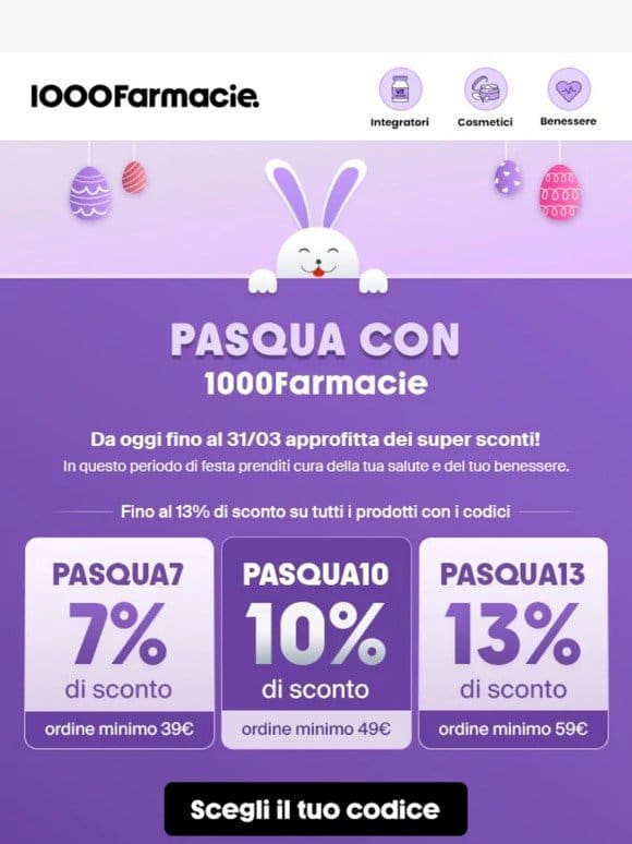 Speciale Pasqua: risparmia fino al 13%