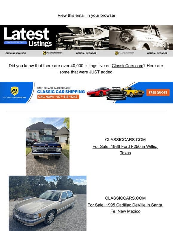 Speed through these listings to find your classic car!